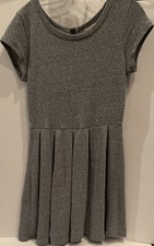 Women Gap Gray Jersey Knit Pleated Dress Size Small S Short Sleeve FREE SHIP