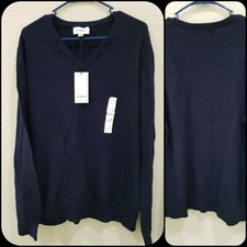 GOODFELLOW Navy Blue Long Sleeve Light Weight V Neck Sweater Size XL NEW