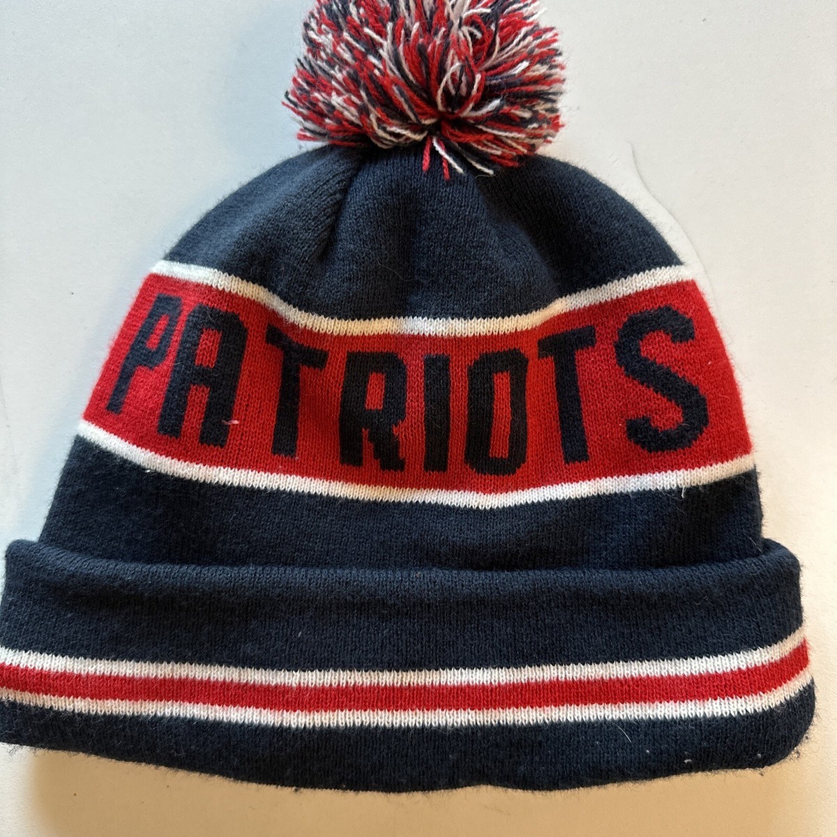 Patriots New Era NFL Pom Knit Hat On Field Sideline Beanie 