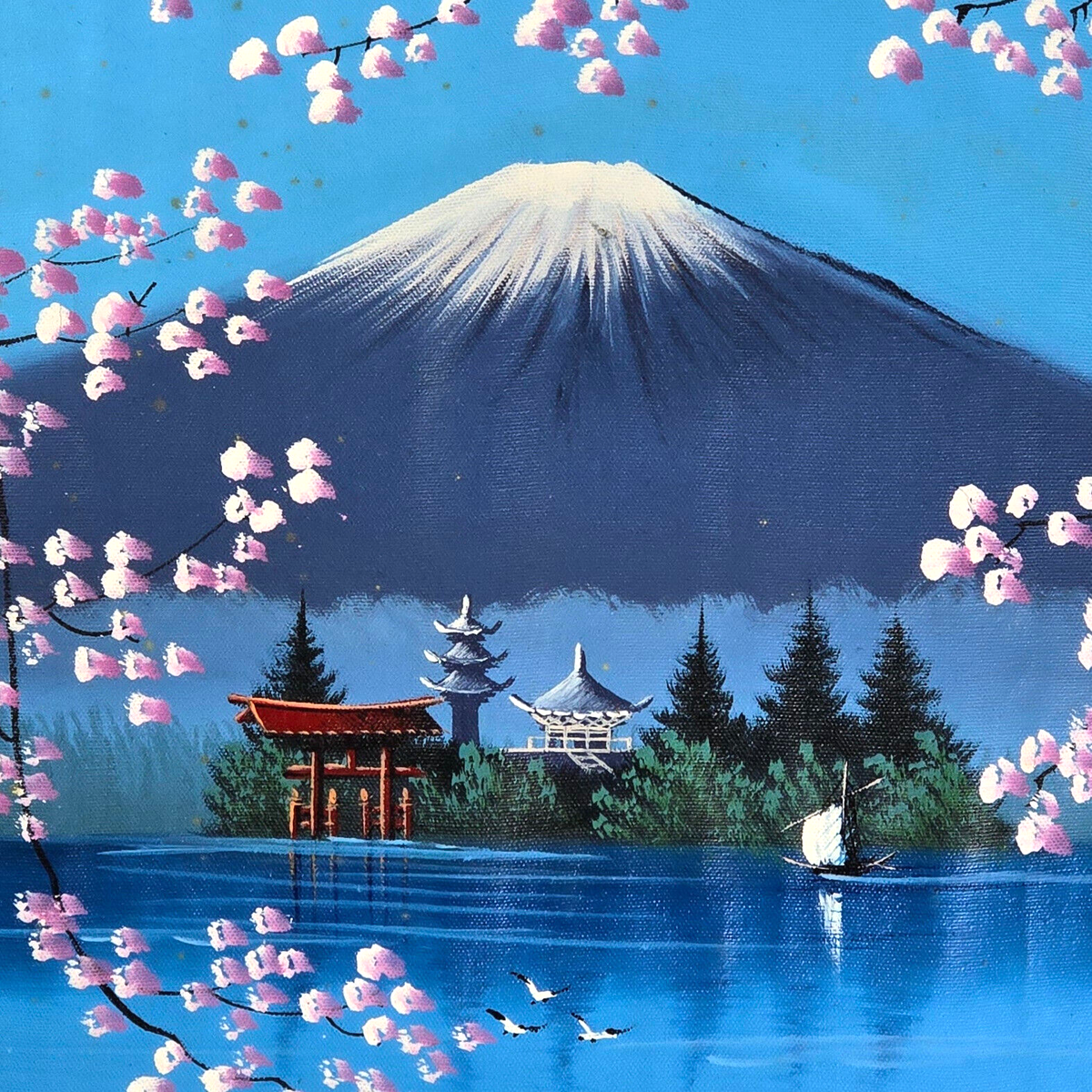 VTG 1960s Original Mid Century Japanese Oil Painting Mount VTG 1960s Original Mid Century Japanese Oil Painting Mount
