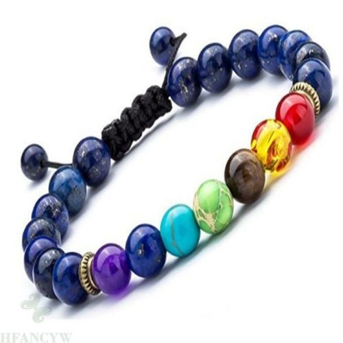 8mm Lapis lazuli 7 Chakra Bracelet 