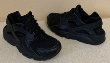 Nike Huarache Run Kids 654275-016 Triple Black Running Shoes Youth Size 5Y US