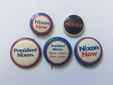5 Different Original President Richard Nixon Buttons Pins Lapels GREAT LOT!!!