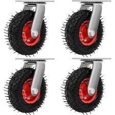 4 Pack 6" inch Swivel Pneumatic Air Caster Wheels Heavy Duty Farm Garden Wheels