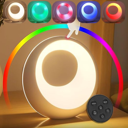 Nachttischlampe Touch Dimmbar Rund mit Fernbedienung LED Tischlampe Farbwechsel