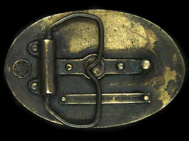 UB05124 VINTAGE 1974 **FLORAL ORNAMENTAL** ART FASHION BERGAMOT BELT BUCKLE