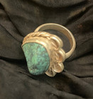 sterling silver/turqoise ring size 4 turqoise stone 1" x 3/4" — photo 3