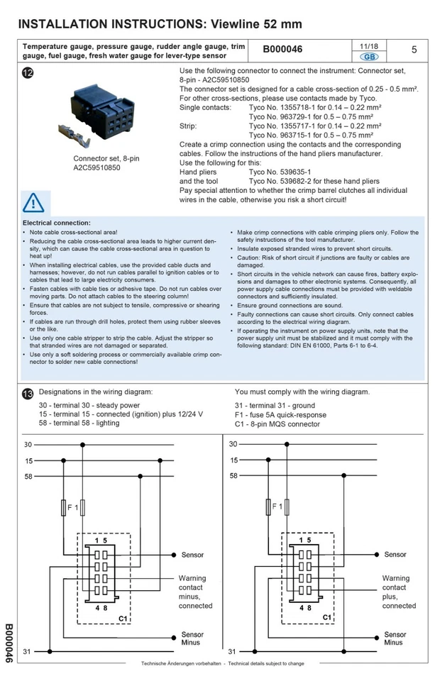 VDO ViewLine 250°F Coolant Temperature Gauge (Black Dial) - Image 4 of 4