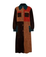 Rixo Suede Patchwork Leather Coat