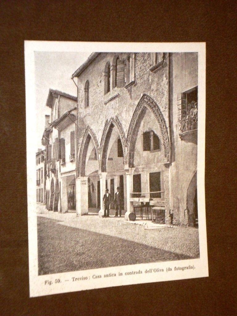 Rarissima veduta di fine '800 Treviso - Casa antica in contrada dell'Oliva