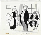 RARE HUMOR + SUPERB ORIGINAL PRESS DRAWING SIGNED GUSTAV ELRICH dit GUS