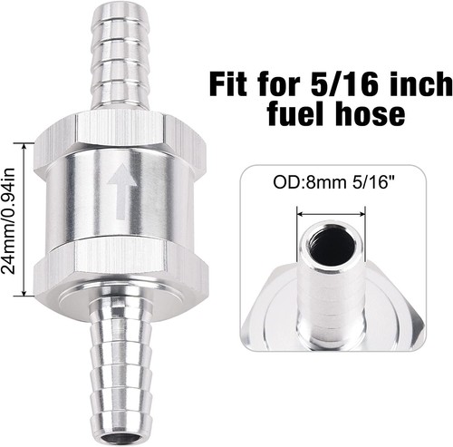 8mm 5/16" Fuel Check Valve One Way Inline Non Return Diesel Gasoline Silver - Picture 6 of 12