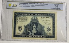 1944 NEW CALEDONIA INDOCHINE P-48 PCGS 30 BANKNOTE