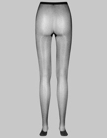 Maison Close Lurex Fishnet Tights, Black With Silver Lurex Thread, Made In Italy