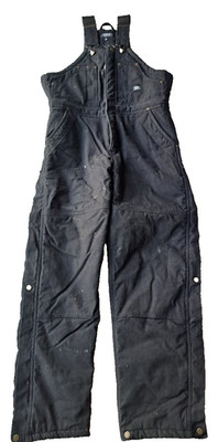 Rugged Wear Men's Work Insulated Bib Overalls Quilted Lining Black Size M(32-34)