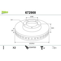 2X Bremsscheibe Valeo 672900 Passend FüR Audi Seat Skoda VW VW (Faw)