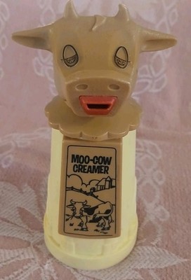 Vintage Whirley Industries 1960s-1970 Era Hard Plastic Moo Cow Creamer Dispenser