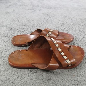 beek Brown Leather Crisscross Men’s Slide Sandals with Brass Studs Amazon.com | Marc Joseph New York Mens Casual Comfortable  main image 4