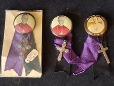 1939 Papal Mourning Ribbons & Pins Pope Pius XI - Vintage Crucifix Lot of (3)