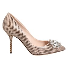 DOLCE & GABBANA Shoes Beige Leather Crystal Embellished Pumps EU36/US5.5 1120usd