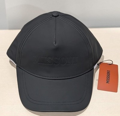 $290 Mens MISSONI Embossed Logo Baseball Cap Hat Black One Size