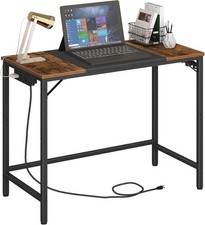 Computer Desk Office Desk W/ Power Outlet Modern Study Writing Desk Durable Home