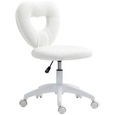 HOMCOM Heart Computer Chair Armless Teddy Fleece Swivel Office Chair Refurbished