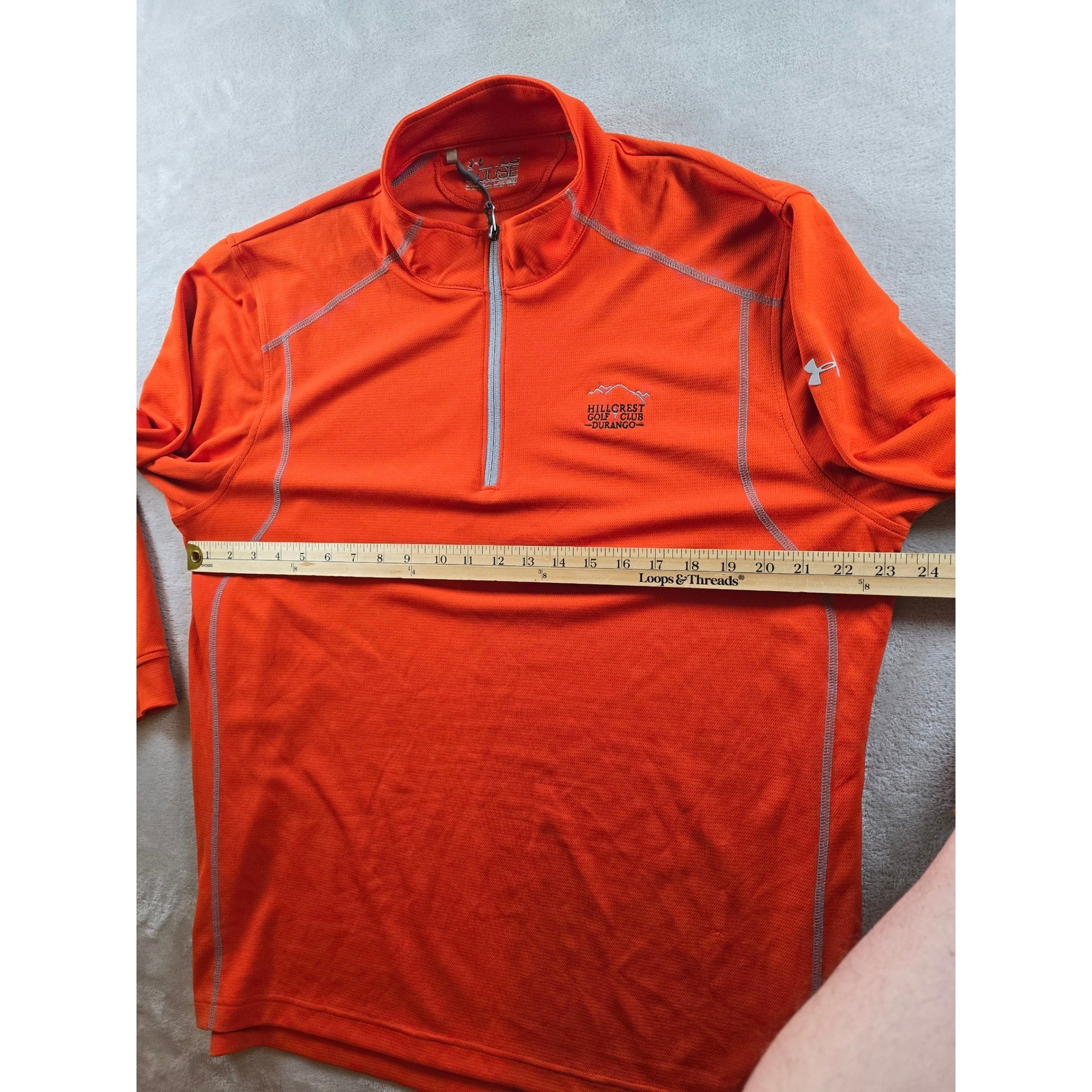 Under Armour Quarter Zip Men L Orange Loose Heatgear Hillcrest Golf Club Durange thumbnail 4
