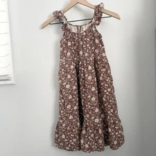 Rylee & Cru 8-9 Years Abbie Tiered Dress Wild Floral Boho Neutral Brown Cotton