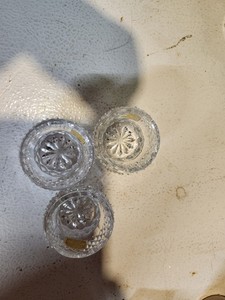 Lot Of 4 GERMAN ROUND LEAD CRYSTAL DIAMOND POINT OPEN SALT,DIP,DISHS