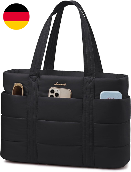 Lovevook Shopper Tasche Damen, Leicht Puffer Laptoptasche Arbeitstasche | Groß,-image