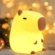 Capybara Night Light Silicone USB Rechargeable Kids Animal Touch Bedside Lamp Gi