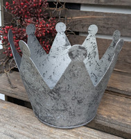 ❤️ Krone Metall Deko Schale Landhaus Shabby Garten Weihnachten Silbergrau ❤️
