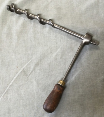 Vintage Irwin No. 12 Auger Bit & Rare Wood Handle / Driver