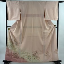 JAPANESE KIMONO IROTOMESODE LIGHT PINK 162cm 5 ft 4 in PURE SILK B2215