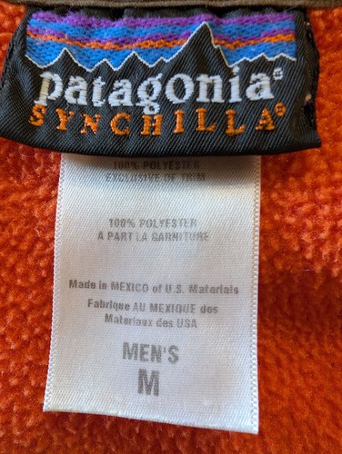 Patagonia Synchilla Beuteltier Fleecejacke orange Herren Medium 1/2 Reißverschluss 42" Brustumfang - Bild 7 von 8