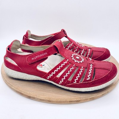 Allrounder by Mephisto Sandals Womens 8 Red Leather Slingback Sporty Galina Flat