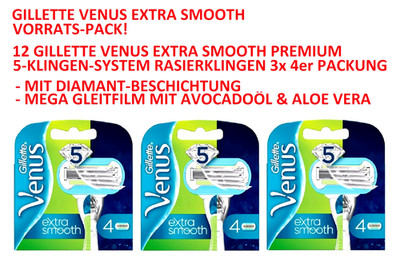 12 Gillette Venus Extra Smooth Rasierklingen 8 + 4 Ersatzklingen NEU OVP