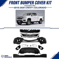 Front Bumper Cover Grille Skid Plate Foglight Fits 2015-2020 Chevy Colorado