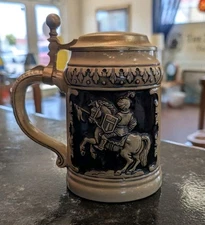 Vintage 1980 Gerzit Gerz German Stein Blue Knight NEVER USED w/h Original Insert