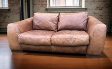 Incanto Italian Designer Tan Leather Two 2 Seater Sofa Heavy Great Quality