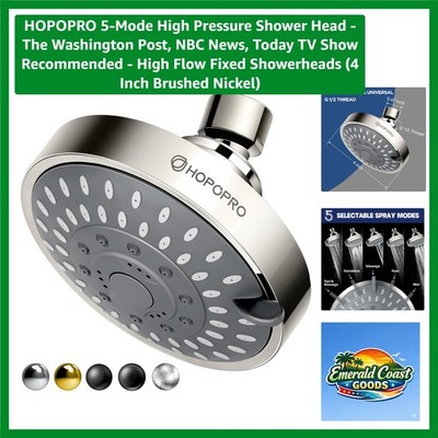 Brushed Nickel 5-Mode Shower Head: High Pressure Luxury Recommended by Experts