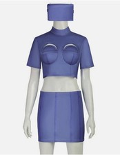 The Fifth Element Cosplay Costume Leeloo Vintage Airline Stewardess Outfit Dress