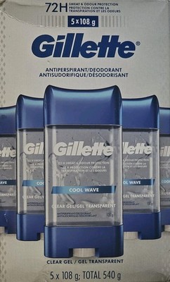 Gillette Cool Wave Men's Antiperspirant and Deodorant Clear Gel - 5 Pack