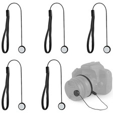 5 Pack Black Lens Cap Leash Tether Keeper 11 Inch Camera Lens Cap Holder