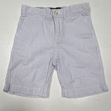 johnnie-O Boys Striped Surfsucker Bermuda Shorts Flat Front Adjustable Waist 8