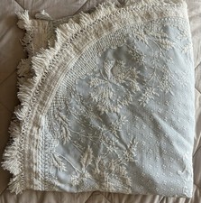 Vintage Bates Abigail Adams French Blue White  Bedspread Coverlet TWIN Fringe
