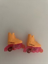 Vintage 1991 Barbie Flicker N Flash Rollar Skates Orange HTF Bright Colors 02