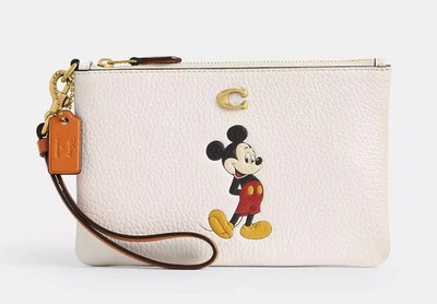 Disney X Coach Essential Small Wristlet Regenerative Leather With Mickey Mouse