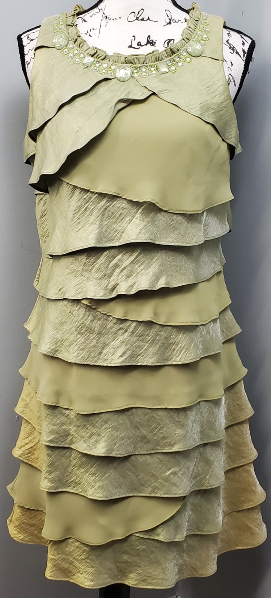 white christmas dresses SL Fashions Plus Size Tiered Chiffon A-Line Dress - Slate main image 0